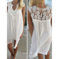 2017 blanco elegante sexy beach cover up blusa encaje traje de baño mujer playa desgaste